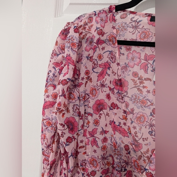 NWT Torrid Pink Floral Chiffon Ruched Sleeve Kimono in Size 2 (18/20) - Picture 5 of 15